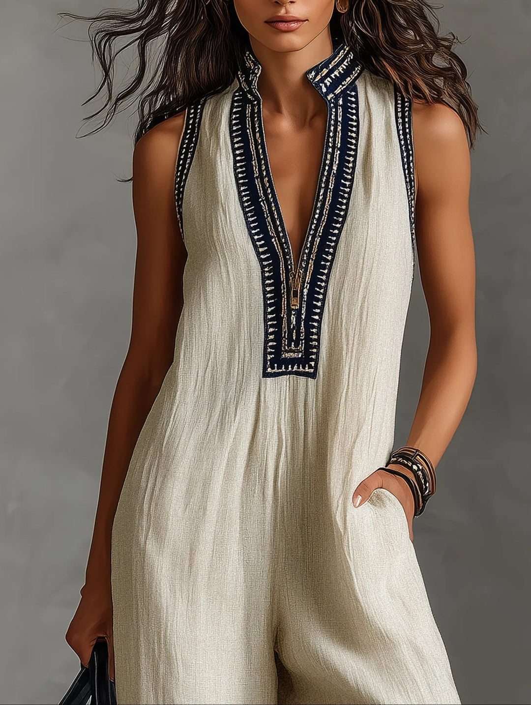Fiamma | Sleeveless High-Neck Jumpsuit with Zip