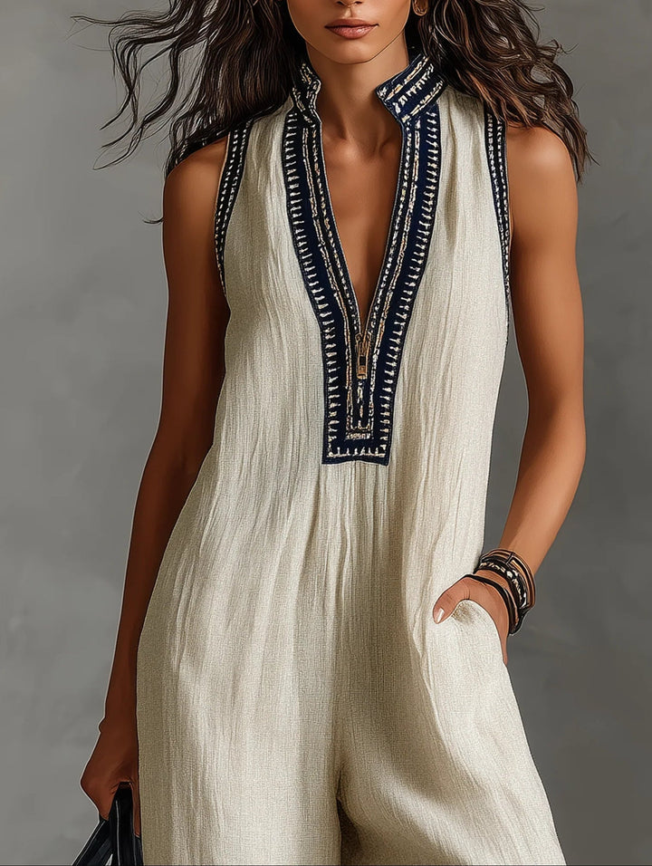 Fiamma | Sleeveless High-Neck Jumpsuit with Zip