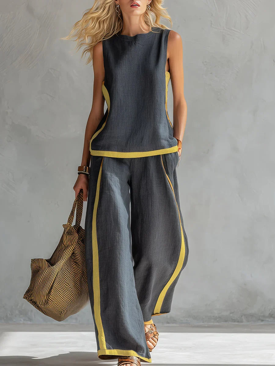 Elisa | Complete Fluid Two-Piece with Contrast Details