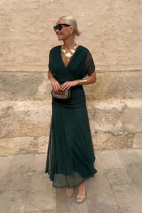 Elegant V-neck Fantasy Party Maxi Dress