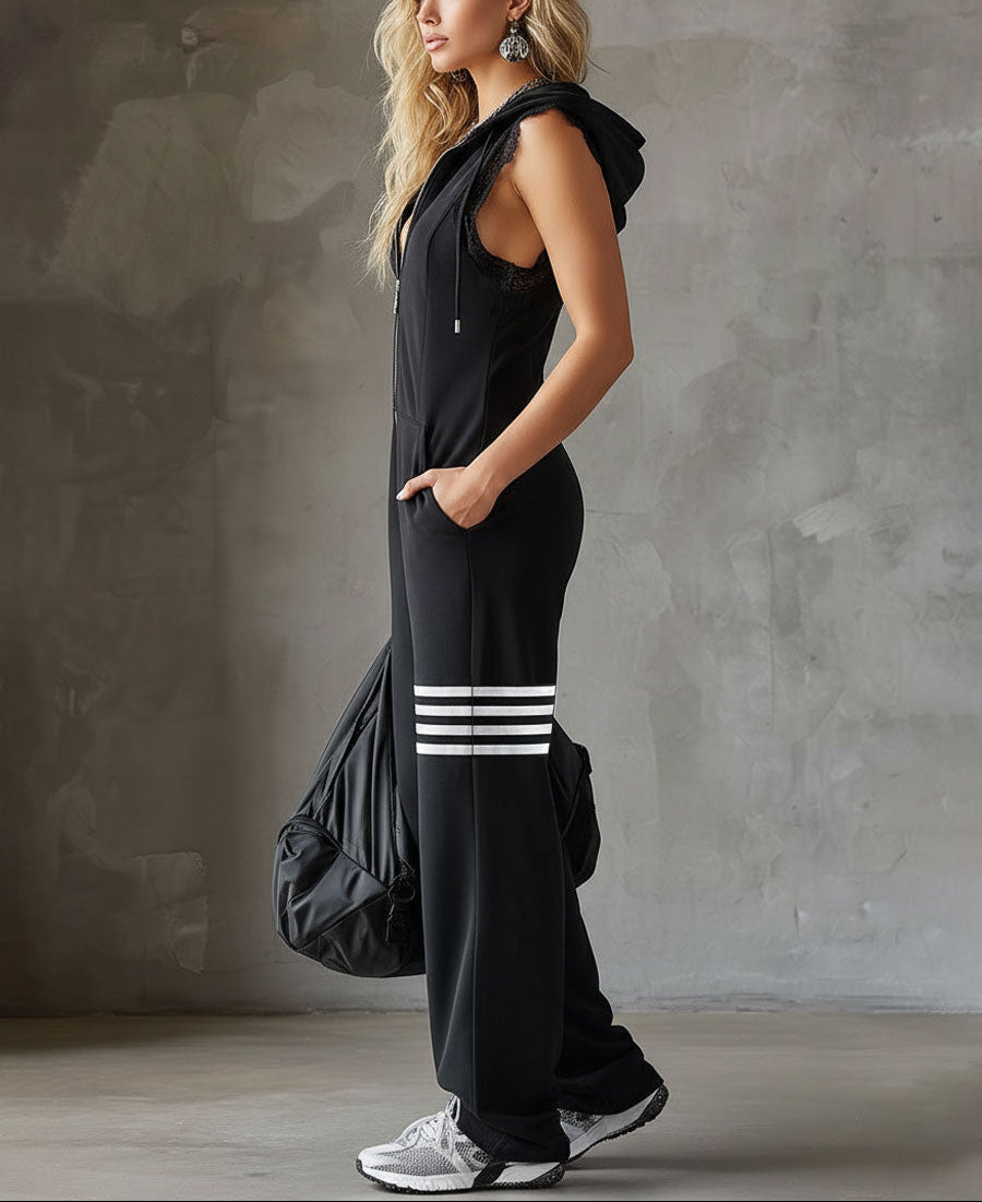 Giada | Retro Hooded Striped Jumpsuit