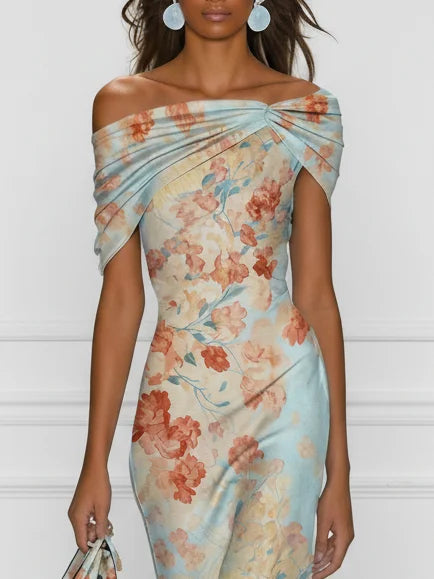 Vittoria | Off-Shoulder Floral Mermaid Midi Dress