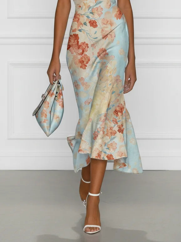 Vittoria | Off-Shoulder Floral Mermaid Midi Dress