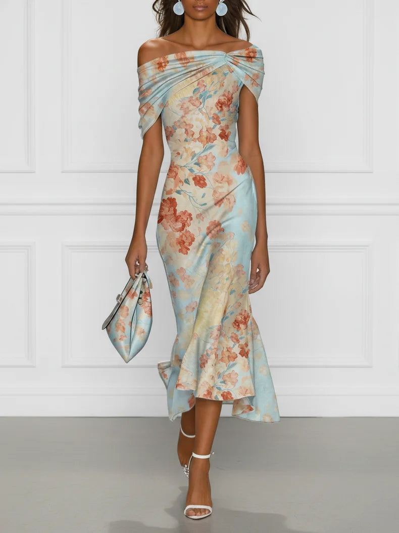 Vittoria | Off-Shoulder Floral Mermaid Midi Dress