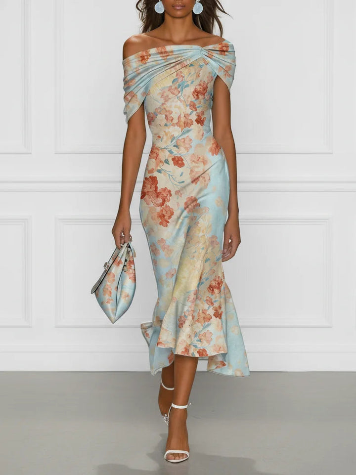Vittoria | Off-Shoulder Floral Mermaid Midi Dress