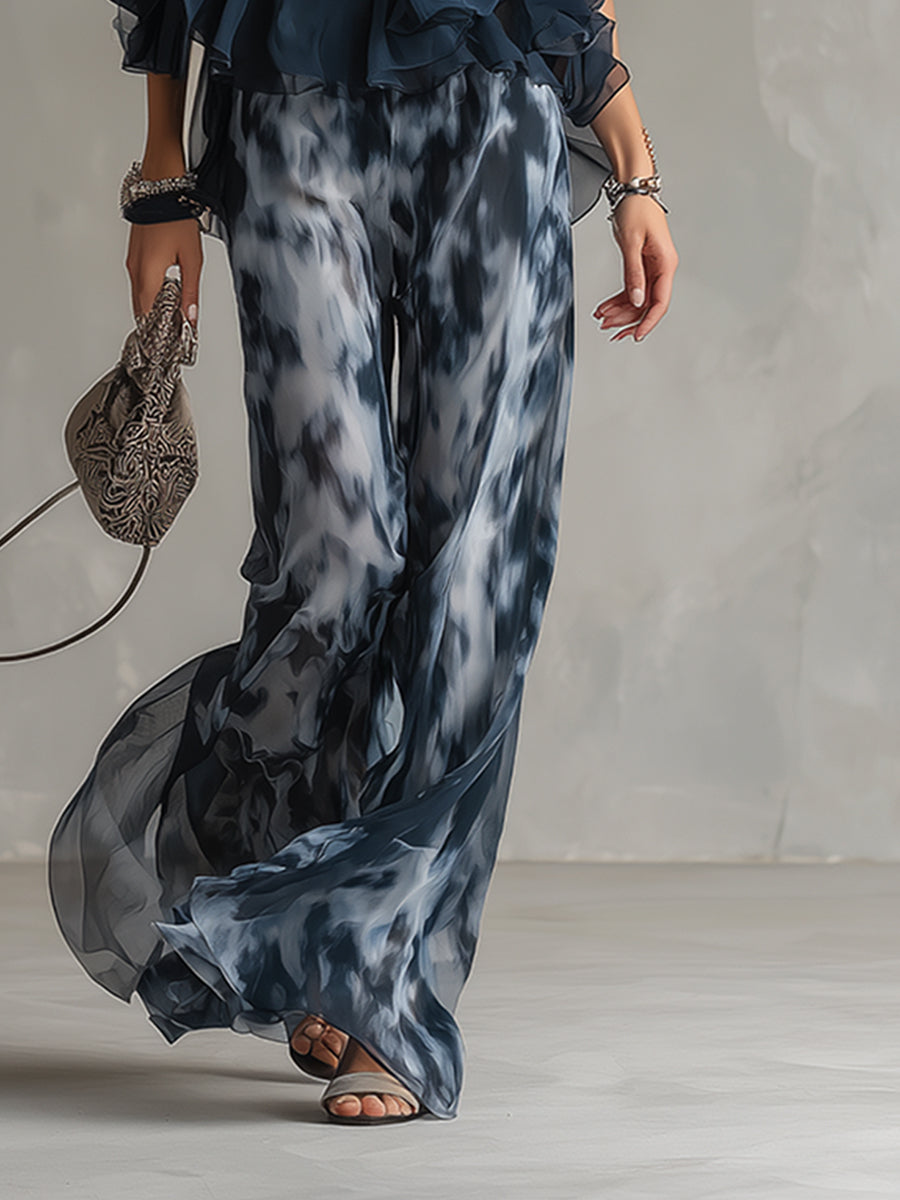 Ludovica | Chic Navy Wide-Leg Two-Piece Set