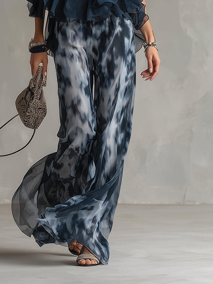 Ludovica | Chic Navy Wide-Leg Two-Piece Set
