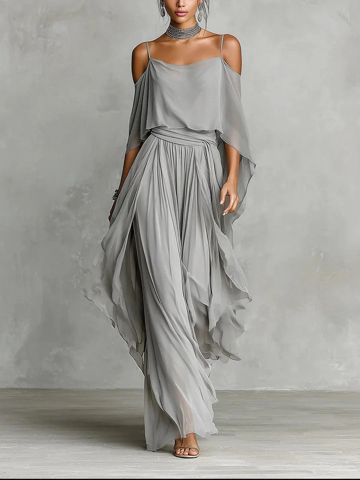 Isabella | Gray Spaghetti-Strap Two-Piece Set