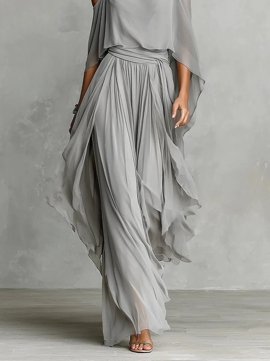 Isabella | Gray Spaghetti-Strap Two-Piece Set