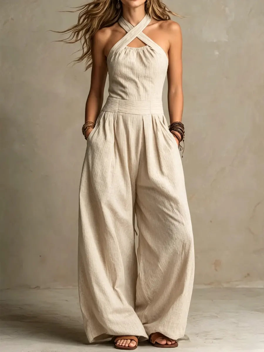 Isabella | Flowing Long Jumpsuit with Halter Neck